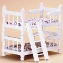 Image of Dollhouse Miniature White Bunk Bed w/Ladder