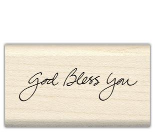 Image of God Bless You Wood Mounted Rubber Stamp