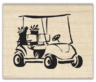 Image of Golf Cart Wood Mounted Rubber Stamp