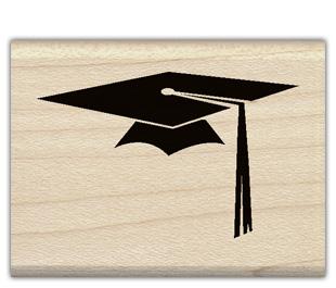 Image of Grad Cap Wood Mounted Rubber Stamp 96514