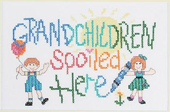 Image of Grandchildren Spoiled Here Stamped Cross Stitch Kit