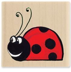 Image of Grinning Lady Bug C1085 Wood Mounted Rubber Stamp