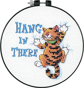 Image of Hang In There Stamped Cross Stitch Kit