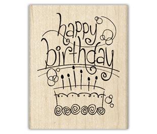Image of Happy Birthday Wood Mounted Rubber Stamp