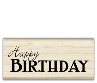 Image of Happy Birthday Greeting Wood Mounted Rubber Stamp 97885