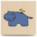 Image of Happy Hippo D1008 Wood Mounted Rubber Stamp
