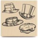 Image of Hats Off Wood Mounted Rubber Stamp