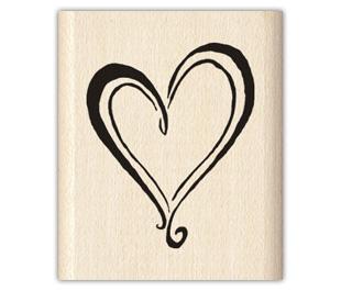 Image of Heart Wood Mounted Rubber Stamp