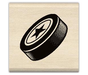 Image of Hockey Puck Wood Mounted Rubber Stamp 96254