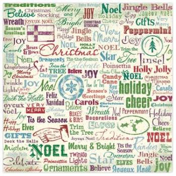 Image of Holiday Cheer Words Scrapbook Paper