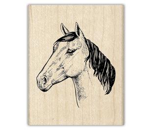 Image of Horse Portrait Wood Mounted Rubber Stamp 96495