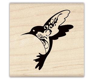 Image of Hummingbird Swirl Wood Mounted Rubber Stamp 97982