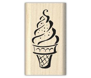 Image of Ice Cream Cone Wood Mounted Rubber Stamp