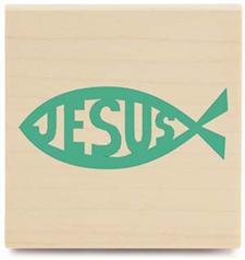 Image of Jesus Fish Wood Mounted Rubber Stamp