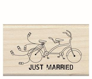 Image of Just Married Wood Mounted Rubber Stamp 97437