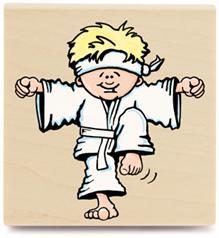 Image of Karate Boy Wood Mounted Rubber Stamp