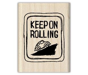 Image of Keep On Rolling Wood Mounted Rubber Stamp 98025