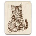Image of Kitty and Yarn Wood Mounted Rubber Stamp