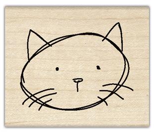 Image of Kitty Face Wood Mounted Rubber Stamp 96311