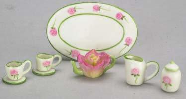 Image of Dollhouse Miniature Rose Tea Set