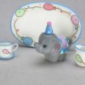 Image of Dollhouse Miniature Elephant Tea Set