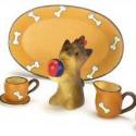 Image of Dollhouse Miniature Dog Tea Set