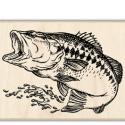 Image of Large Mouth Bass Wood Mounted Rubber Stamp