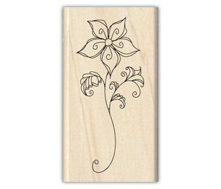 Image of Long Stem Flower Wood Mounted Rubber Stamp