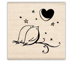 Image of Love Birds Wood Mounted Rubber Stamp 97509