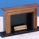 Image of Dollhouse Miniature Walnut Fireplace w/Logs