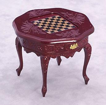 Image of Dollhouse Miniature Mahogany Inlaid Game Table