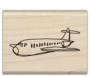 Image of Mod Plane Wood Mounted Rubber Stamp