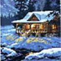 Image of Moonlit Cabin Counted Cross Stitch Kit