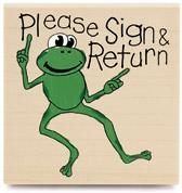 Image of Mr Frog Please Sign Wood Mounted Rubber Stamp