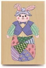Image of Mr. Quilt Bunny GR1082 Wood Mounted Rubber Stamp