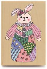 Image of Mrs. Quilt Bunny GR1083 Wood Mounted Rubber Stamp
