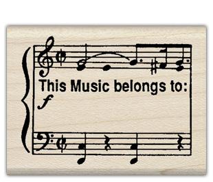 Image of Music Bookplate Wood Mounted Rubber Stamp
