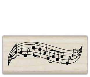 Image of Music Staff Border Wood Mounted Rubber Stamp
