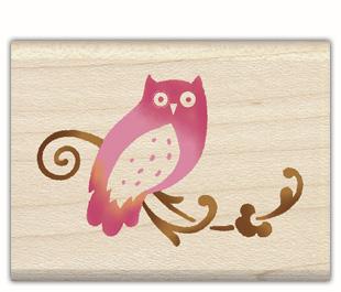 Image of Owl on Branch Wood Mounted Rubber Stamp 97994