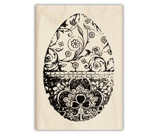 Image of Patterned Egg Wood Mounted Rubber Stamp 96454