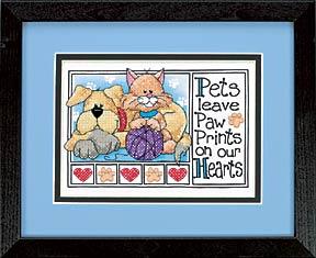 Image of Paw Prints Stamped Cross Stitch Kit