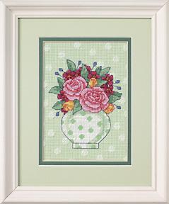 Image of Polka Dot Floral Cross Stitch Kit 65031