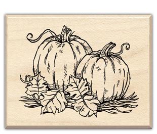 Image of Pumpkins Wood Mounted Rubber Stamp