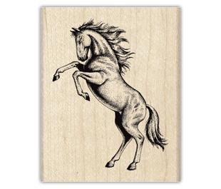 Image of Rearing Stallion Wood Mounted Rubber Stamp