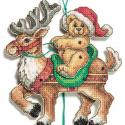 Image of Reindeer Jumping Jack Counted Cross Stitch Ornament