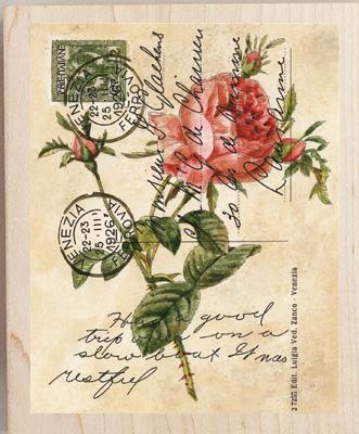 Image of Rose Postcard Wood Mounted Rubber Stamp