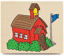 Image of School House Wood Mounted Rubber Stamp