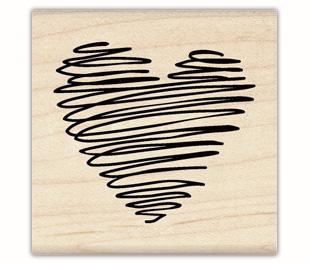 Image of Scribble Heart Wood Mounted Rubber Stamp 97486