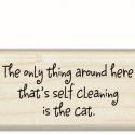 Image of Self-Cleaning Cat Wood Mounted Rubber Stamp 98075