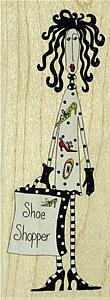 Image of Shoe Shopper Wood Mounted Rubber Stamp
